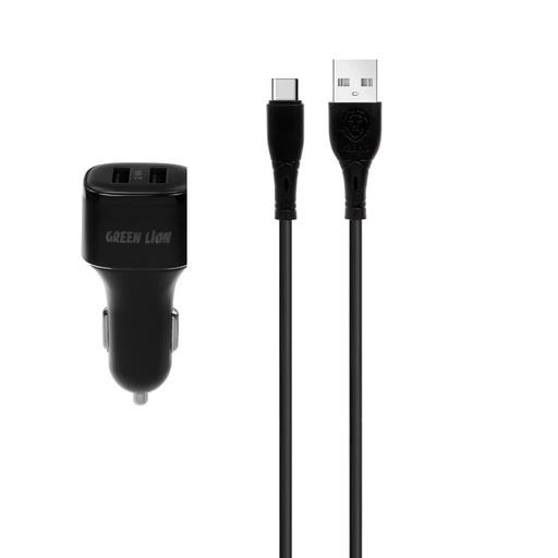 شارژر فندکی 12 وات گرین لاین مدل GNCC24TYCBK به همراه کابل تبدیل USB-C